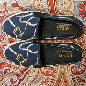 Ralph Lauren Black and Gold Flats